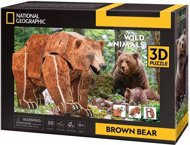 Cubic Fun Puzzle 3D National Geographic Zagrożone zwierzęta. Niedźwiedź Brunatny - tantis.pl