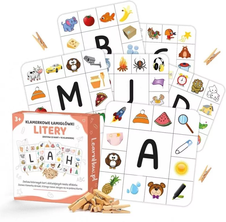 Klamerkowe zadania - Litery - tantis.pl