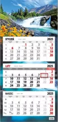 Kalendarz 2026 trójdzielny. Wodospad