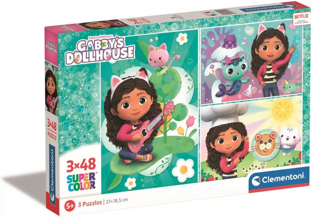 Clementoni. Puzzle 3x48. Super Kolor. Koci Domek Gabi - tantis.pl