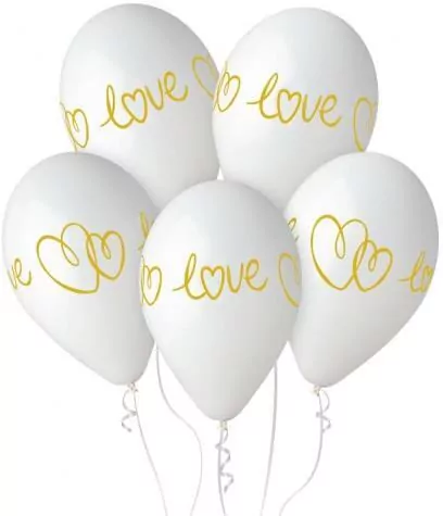 Balony Gemar hel Love białe 33cm 5szt - tantis.pl