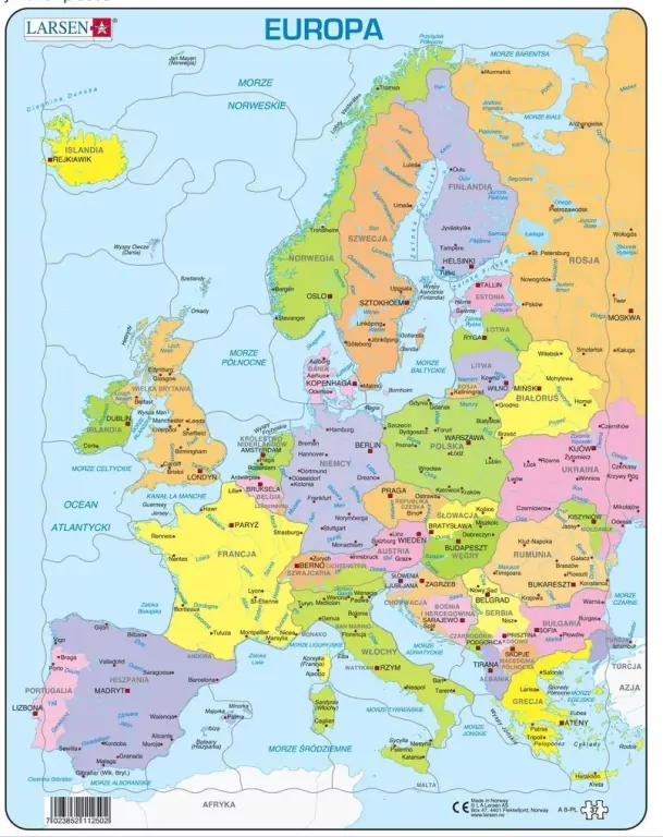 Larsen. Puzzle Maxi. Mapa polityczna Europy - tantis.pl
