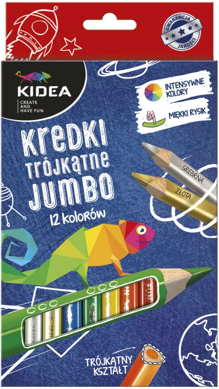 Kredki trójkątne Jumbo. Grube. 12 kolorów - tantis.pl