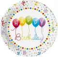 Talerzyki papierowe Happy Birthday 23cm 8szt - tantis.pl