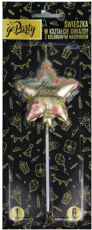 Świeczka w kształcie gwiazdy Happy Birthday - tantis.pl