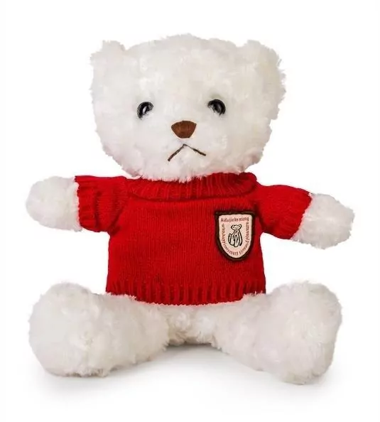 Miś biały 22cm w sweterku czerwony - tantis.pl