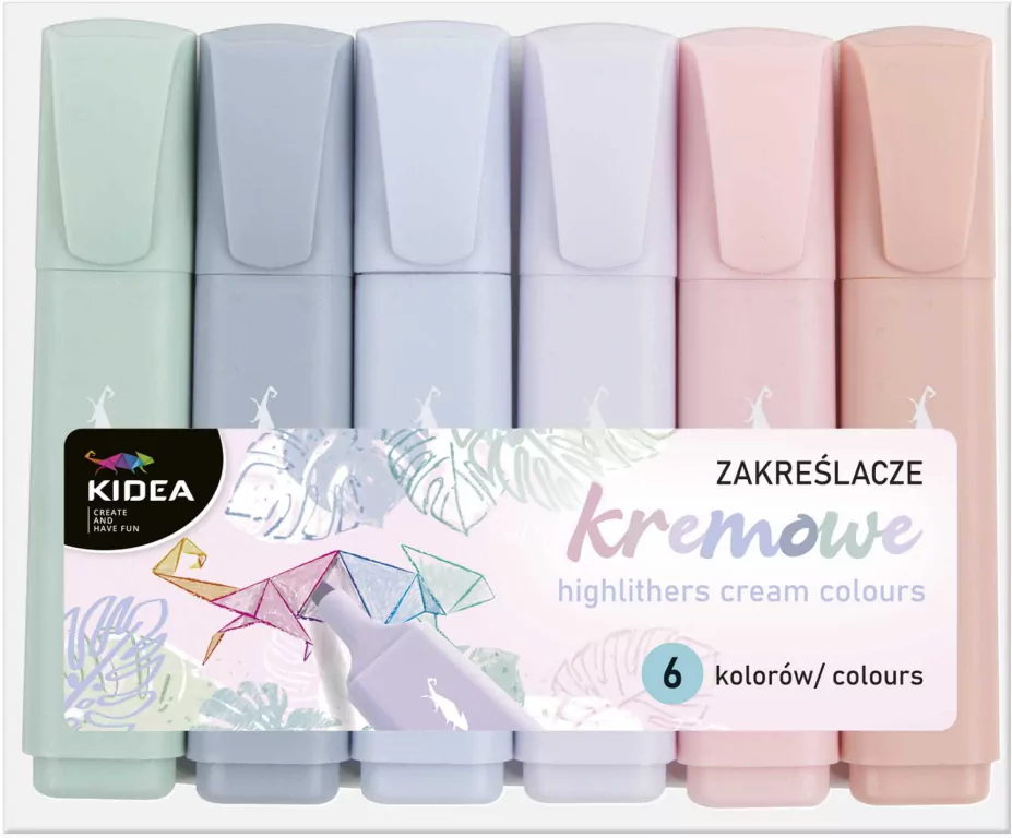 Zakreślacze kremowe 6 kolorów KIDEA - tantis.pl