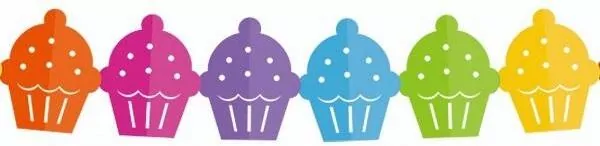 Girlanda papierowa 360x15.1x18cm. Kolorowe babeczki - tantis.pl