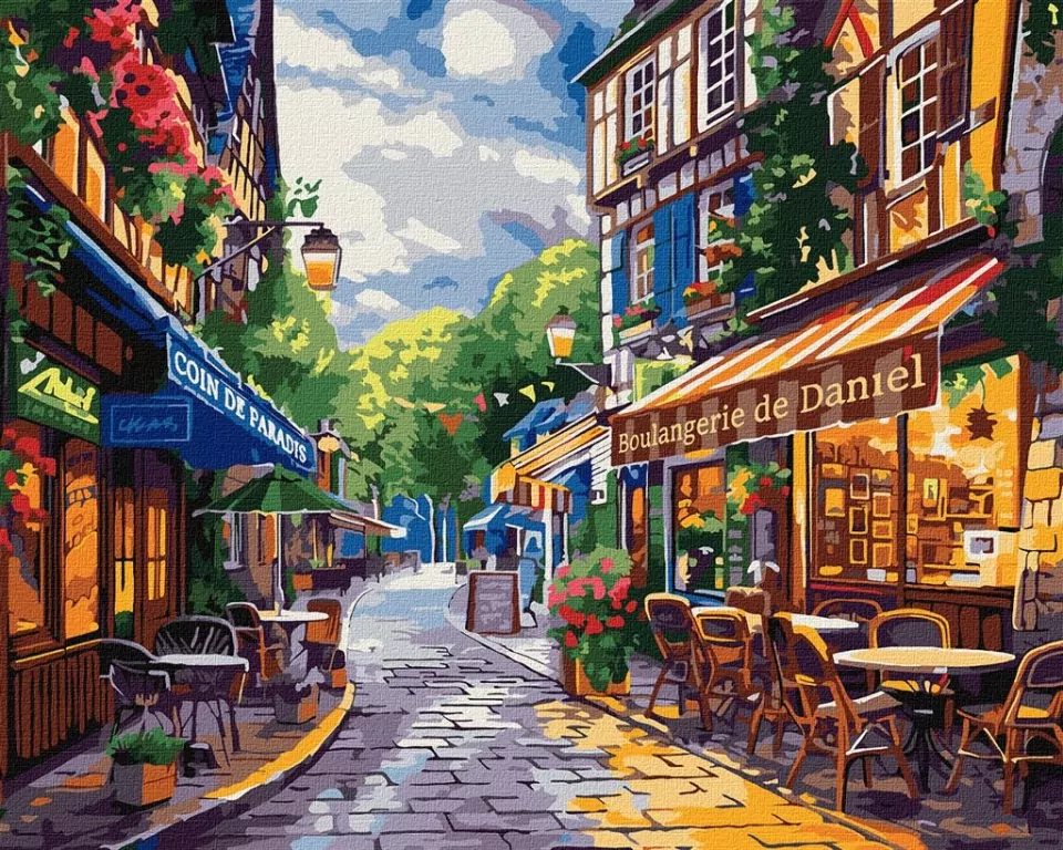 Malowanie po numerach. Ulica we Francji 40x50cm - tantis.pl