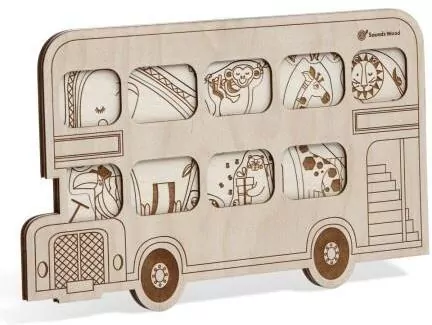 Puzzle drewniane - Czerwony autobus - tantis.pl