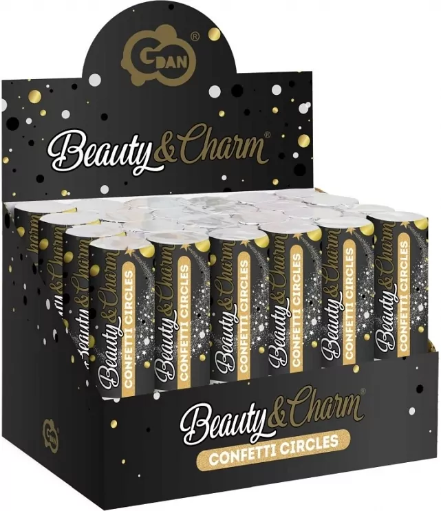 Konfetti pneumatyczne kółka czarne, złote.. 15cm - tantis.pl