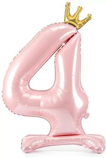 Stojący balon foliowy cyfra 4 84cm jasny róż - tantis.pl