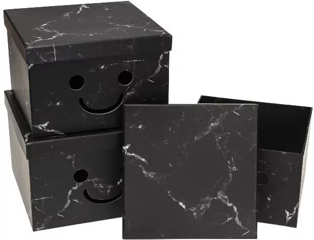 Pudełko Flower Box 3szt Smile czarny ROZETTE - tantis.pl