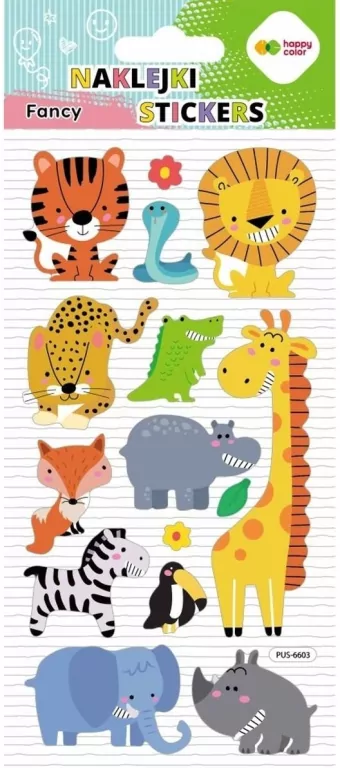 Naklejki 3D Fancy Wild Animals 90x210 HAPPY COLOR - tantis.pl