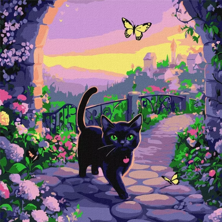 Malowanie po numerach - Wróżkowy kot 40x40cm - tantis.pl