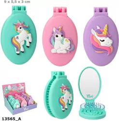 Szczotka składana z lusterkiem Jednorożec Ylvi 1szt.mix 13565A
