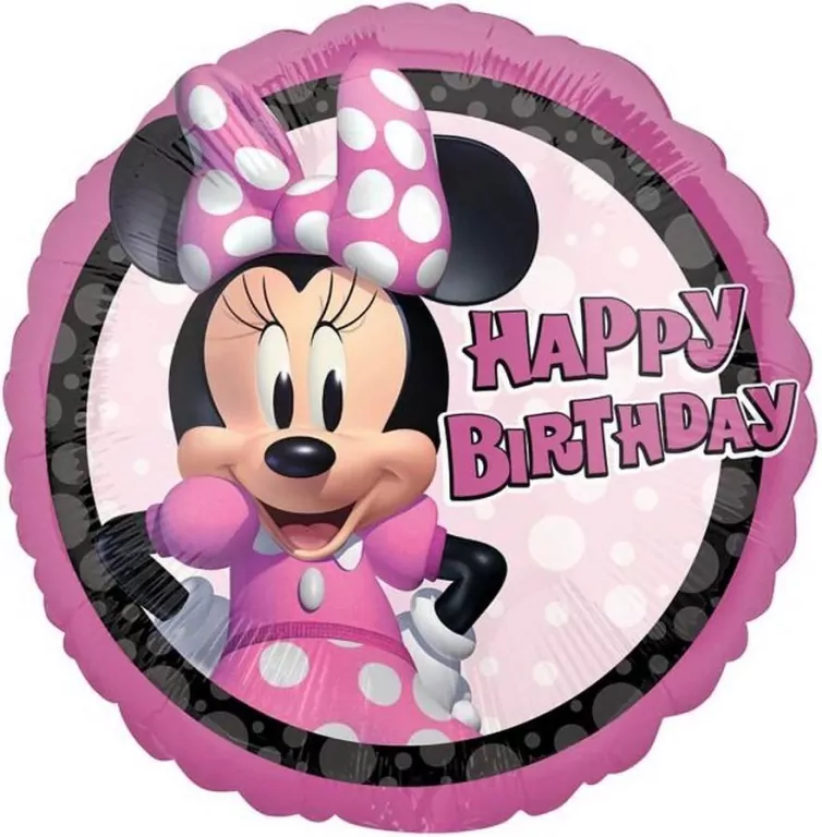 Balon foliowy Myszka Minnie Happy Birthday 46cm - tantis.pl
