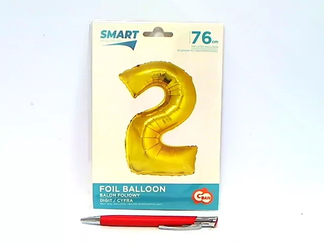 Balon foliowy 76cm. Cyfra 2 złota - tantis.pl