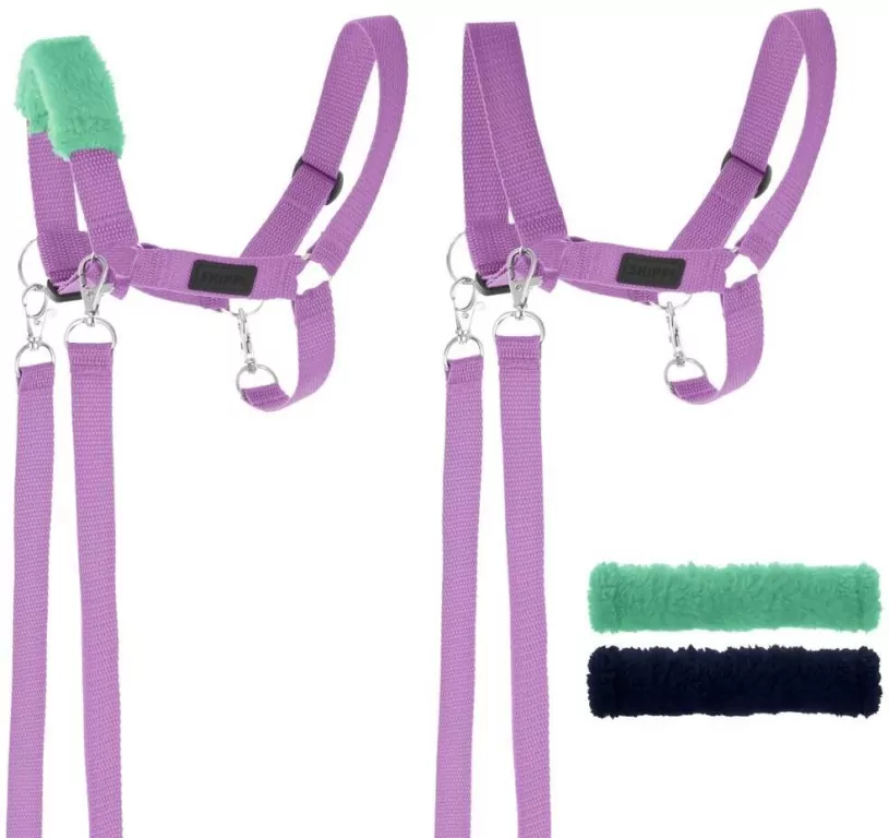 Kantar dla Hobby Horse wodze + futerka lawendowy - tantis.pl