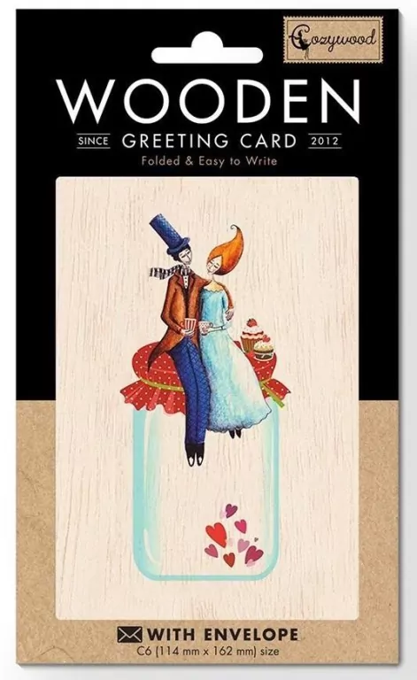 Karnet drewniany C6 + koperta Ślub Słoik - tantis.pl