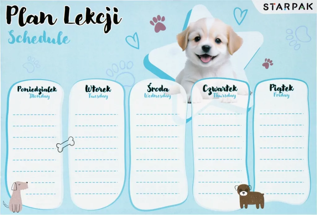 Plan lekcji z tabliczką mnożenia - tantis.pl