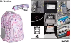 Plecak czterokomorowy 30x16x42cm + piórnik