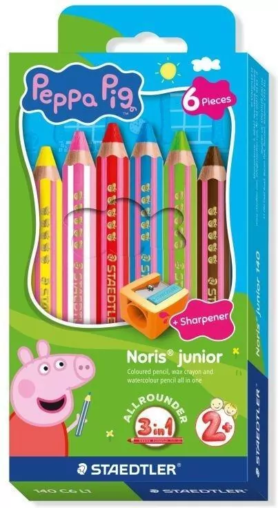 Kredki Noris junior Peppa jumbo 3w1 6kol STAEDTLER - tantis.pl