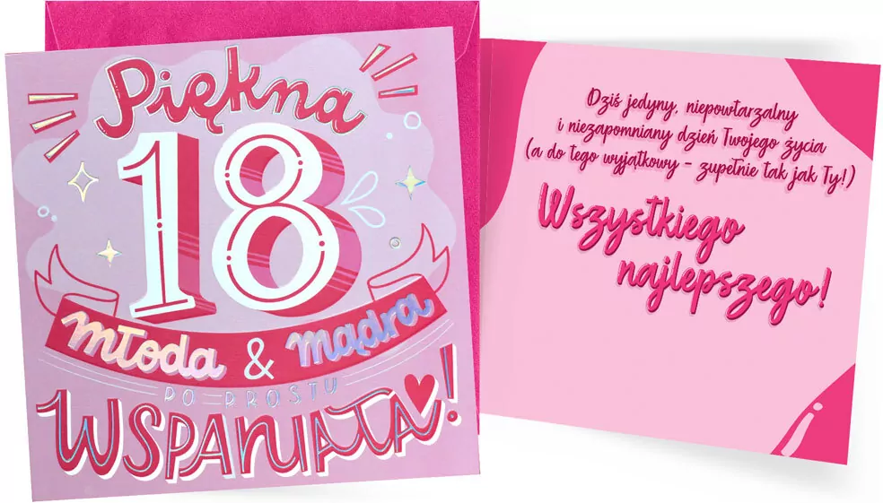 Kukartka. Karnet. Urodziny 18 - tantis.pl