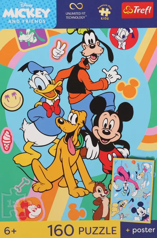 Puzzle 160 Disney Mysia godzina + plakat TREFL - tantis.pl