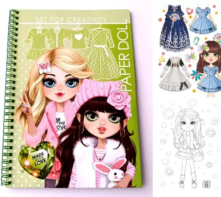 Lalki. Wycinanki kolorowanki - zielone - tantis.pl