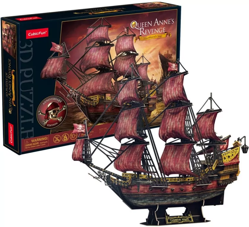 Cubic Fun. Puzzle 3D. Żaglowiec Królowej Anny. Wersja Jubileuszowa - tantis.pl