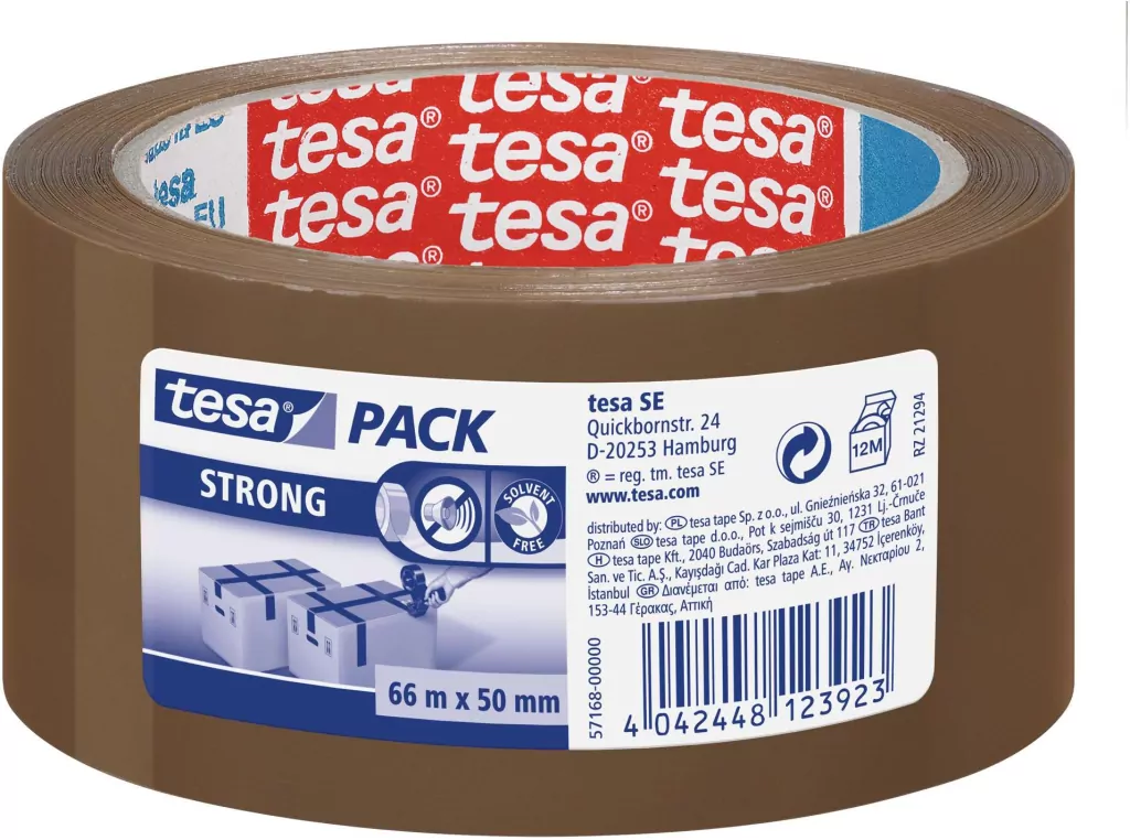 Taśma pakowa Tesapack Strong cicha brązowa 66mx50mm - tantis.pl