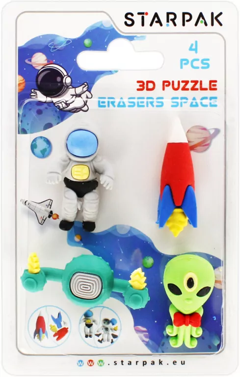 Gumka do mazania 3D puzzle 4 sztuki Space - tantis.pl