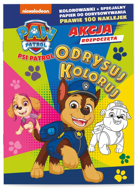 Psi Patrol. Odrysuj koloruj. Cztery łapy w akcji! - tantis.pl