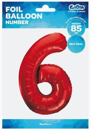 Balon foliowy 6. Czerwona 85cm - tantis.pl