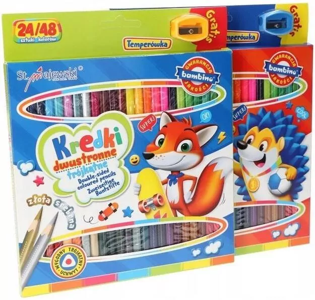 Kredki trójkątne dwustronne 24/48 kolory - tantis.pl