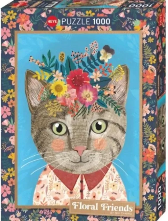 Puzzle 1000 Floral Friends, Kotek z kwiatami - tantis.pl