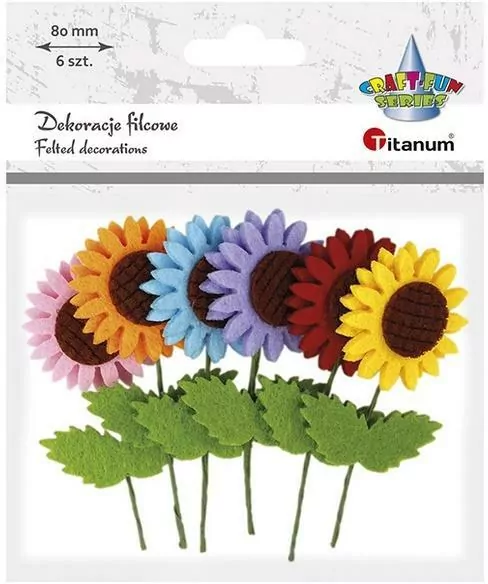 Filcowe słoneczniki na druciku 80 mm, mix - tantis.pl