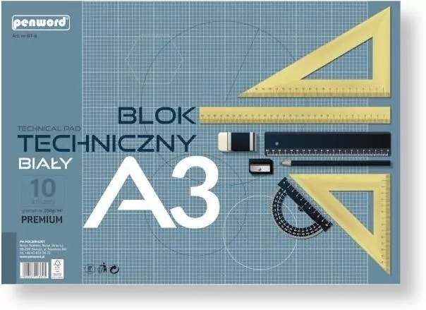 Blok techniczny A3 Premium biały 250g 10 arkuszy - tantis.pl