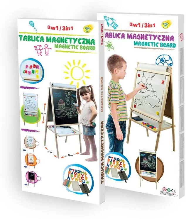 Tablica stojąca magnetyczno-kredowa z akcesoriami - tantis.pl