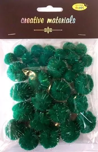 Pompony glitter zielone 15x25mm - tantis.pl