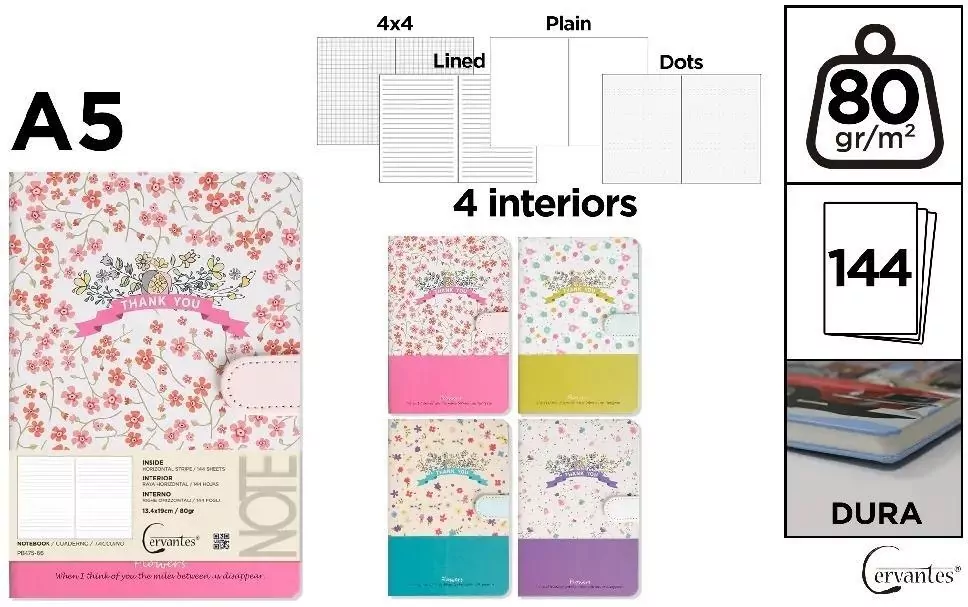 Notatnik A5/144K magnes Thank You MIX - tantis.pl