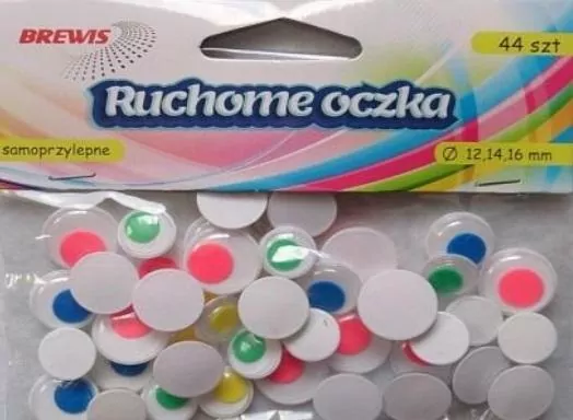 Ruchome oczka z kolorowymi źrenicami. 44 sztuk - tantis.pl