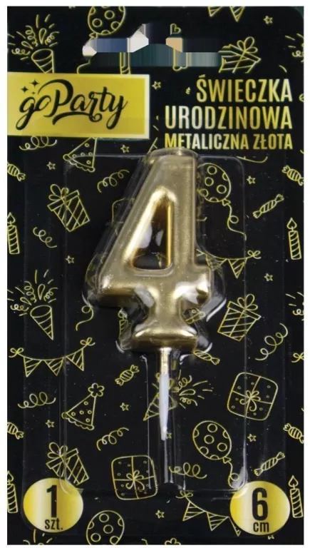 Świeczka urodzinowa 4 Metaliczna złota - tantis.pl