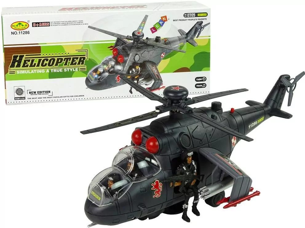 Helikopter z dźwiękiem. Czarny - tantis.pl