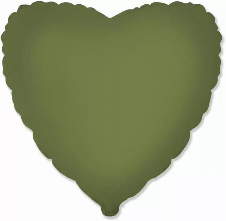 Balon foliowy Serce matowe Olive Green 45cm - tantis.pl