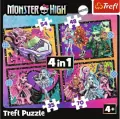Puzzle 4w1 Elektryzujący dzień Monster High TREFL - tantis.pl