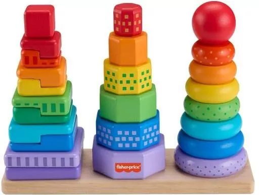 Fisher-Price. Drewniane piramidki Sorter kształtów - tantis.pl