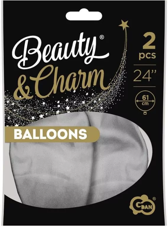 Balony Beauty&Charm platynowe srebrne 2szt - tantis.pl