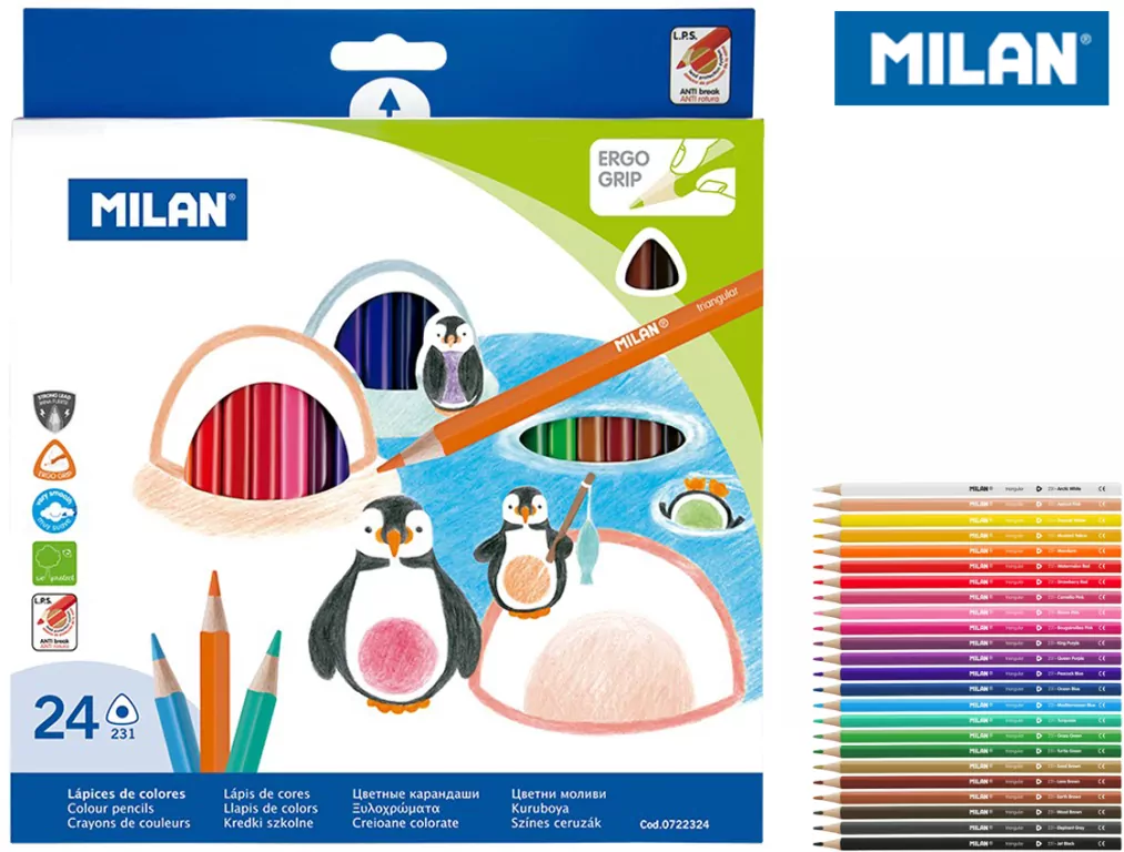 Kredki ołówkowe trójkątne 24 kolory - tantis.pl